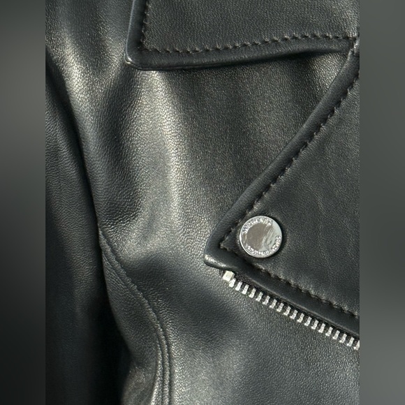 MICHAEL Michael Kors Black Leather Moto Lamb Leather Jacket Size Medium - Picture 4 of 10